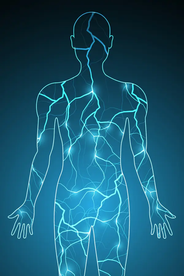 A 3D illustration of electric pulses in the human body. Schedule a consultation about the Blue Skye Body Program from Blue Skye Health and Wellness in Tampa.